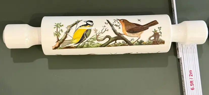 Vintage Portmeirion "Birds of Britain" Ceramic Ice Water Rolling Pin 14”