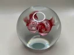 Vintage Art Glass Pink Orb Paperweight