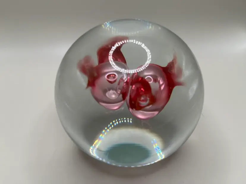 Vintage Art Glass Pink Orb Paperweight