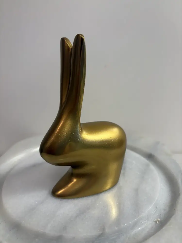 Vintage Mid Century Brass Bunny Rabbit Figurine Paperweight 3.5 in Hare Classic