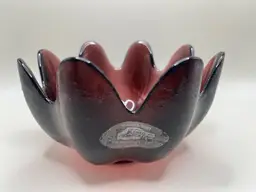 Vintage Textured Blenko 8 Petal Amethyst Lotus Bowl