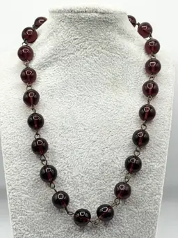 Estate purple glass beaded chain link necklace