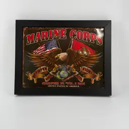 USMC Marine Corps Semper Fi ‘Till I Die Framed Metal Wall Plaque Vintage
