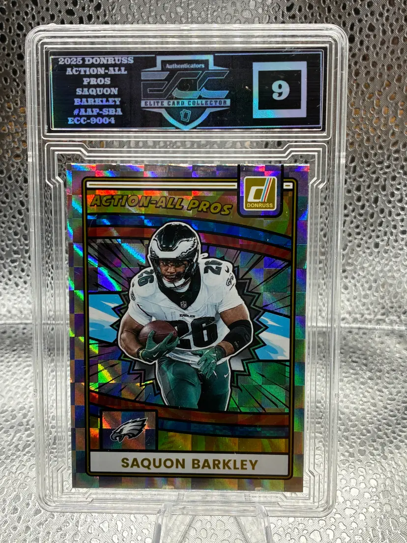 2025 Saquon Barkley Panini Donruss Action-All Pros #AAP-SBA Eagles Graded ECC 9