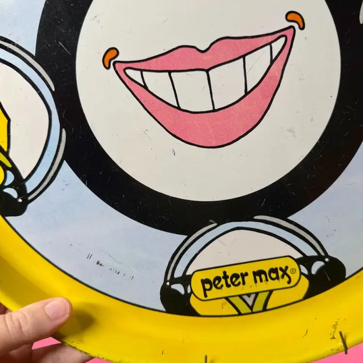 60’s Reese Stein Co. Peter Max Psychedelic Serving Tray With Spring Hanger AS IS