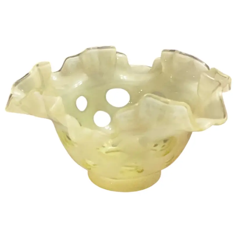 Fenton Topaz Opalescent Coin-dot Bowl 3 1/2” X 6 1/2”- Glows!