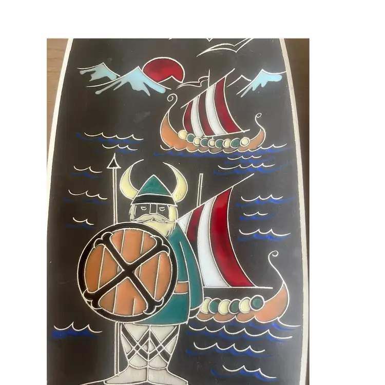 MCM Ceramic Viking Motif Wall Plaque Norway
