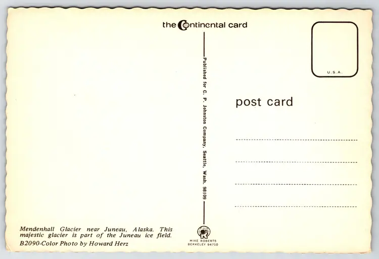 Postcard Majestic Mendenhall Glacier Juneau Ice Field Alaska Glaciology