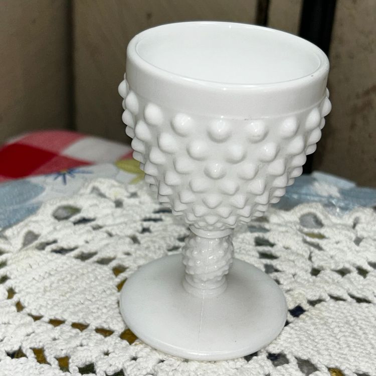 Fenton Milk Glass Hobnail 3 Ounce Wine Goblet 3843