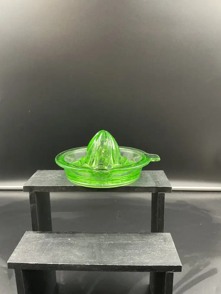Vintage Depression Vaseline Uranium Glass Lemon/Citrus Juicer