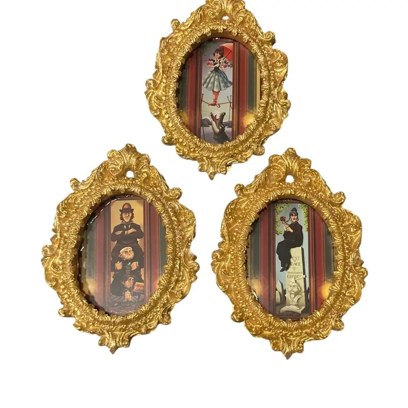 Set Of Three Miniature 3 1/2” Disneys Haunted Mansion Portraits Handmade