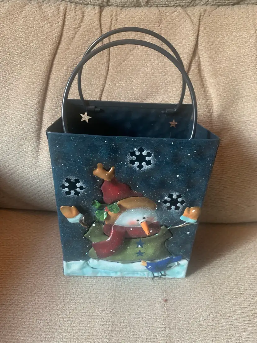 Tin Snowman Votive Holder