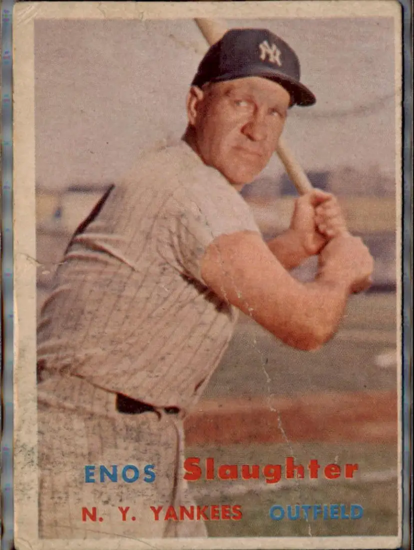 1957 Topps #215 Enos Slaughter - ( pk1 ) - New York Yankees