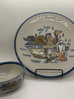 Louisville Stoneware Noah's Ark Dinner Plate Platter & Bowl