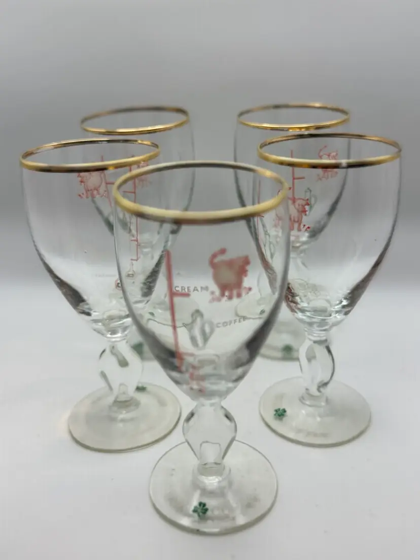 Set Of 5 Irish Coffee Goblets 7”