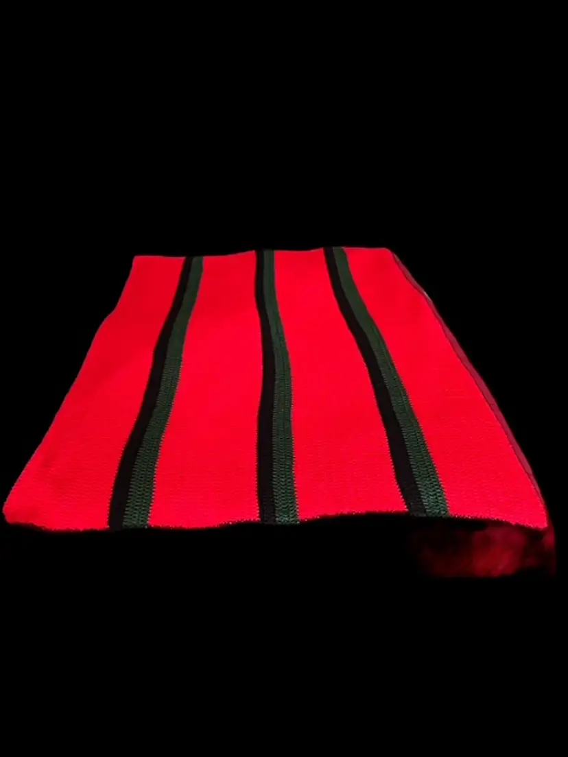 Colorful Hand-Crocheted Afghan - 61x52 Inches, Red, Green, and Black, Good Condition