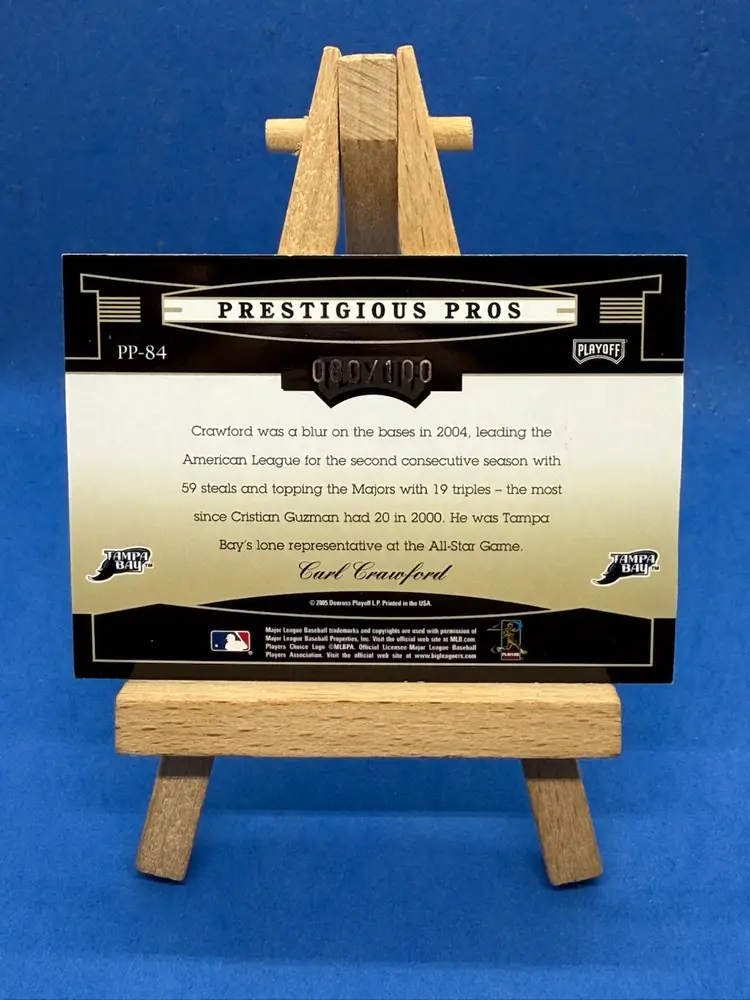 2005 Playoff Prestige Carl Crawford Prestigious Pros Bronze SP /100 Tampa Rays