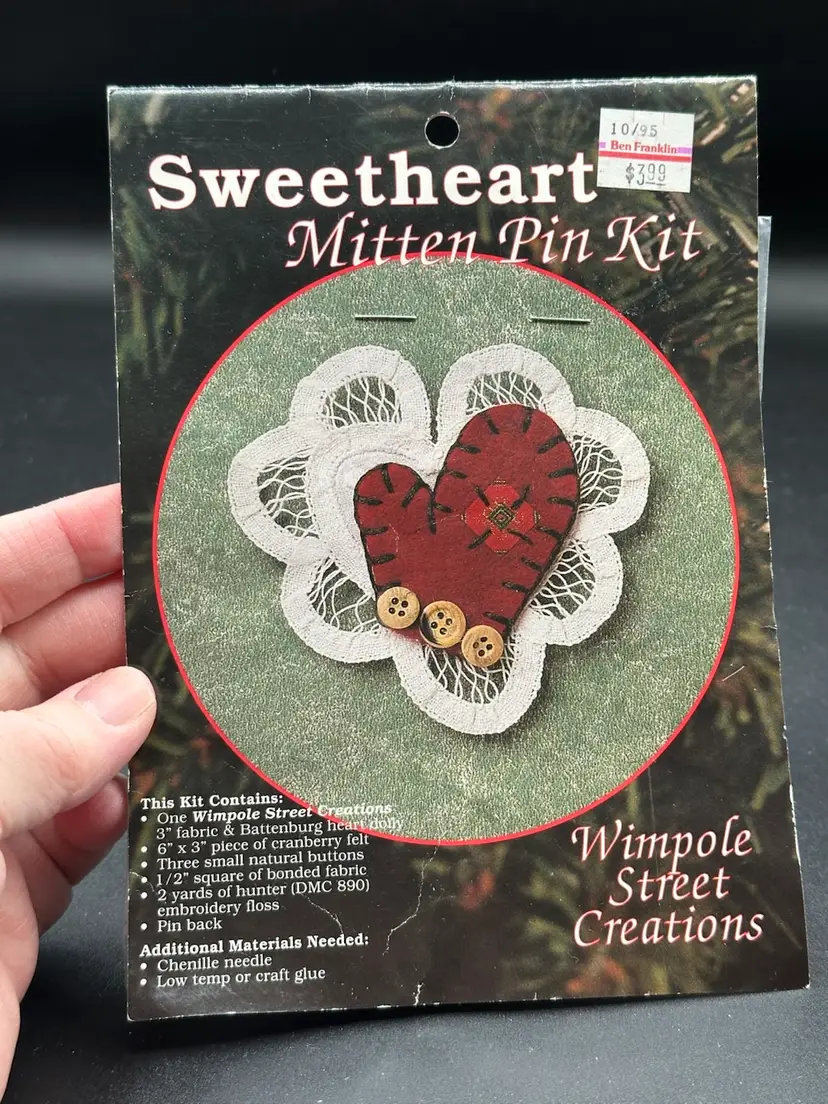 Wimpole Street Creations Pin Kit -SWEETHEART MITTEN - Never Opened