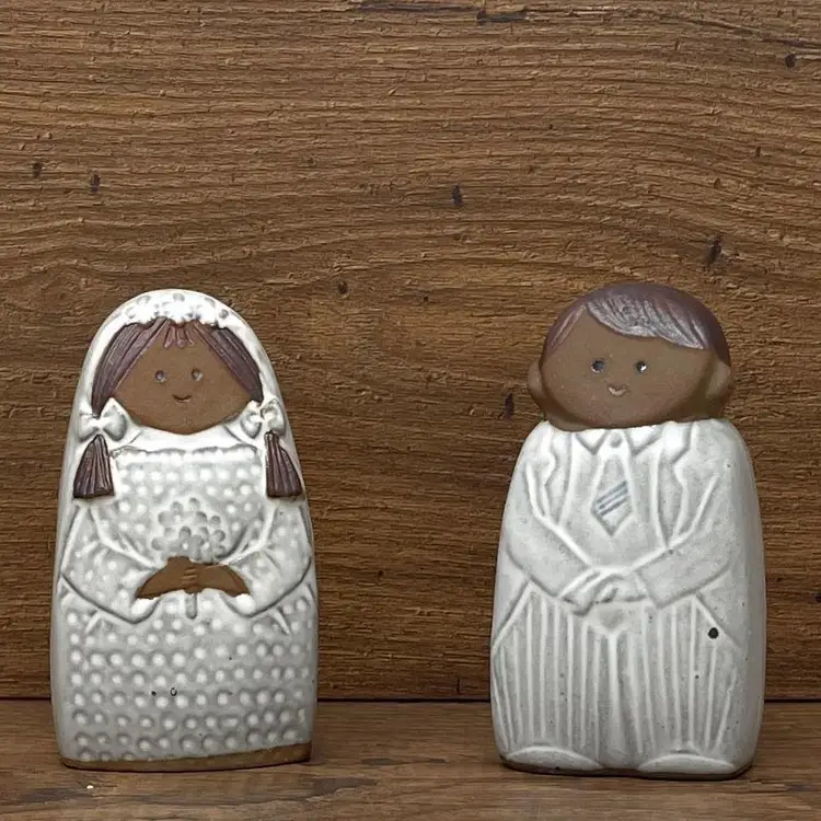 Vintage Fitz and Floyd Japan Pottery Bride and Groom Shaker Set