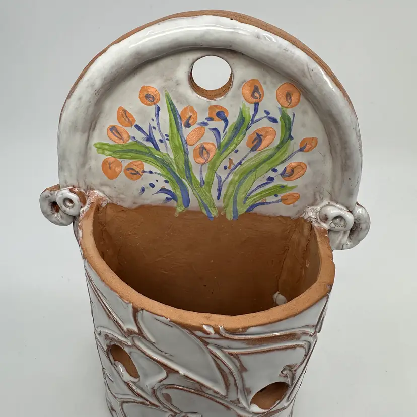 Hand Painted Made in Italy Redware Wall Planter