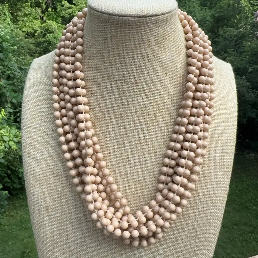 Almond Multi Layered Vintage Plastic Necklace