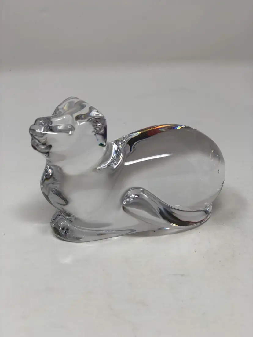 Atlantis Glass Sitting Cat Paperweight/Figurine