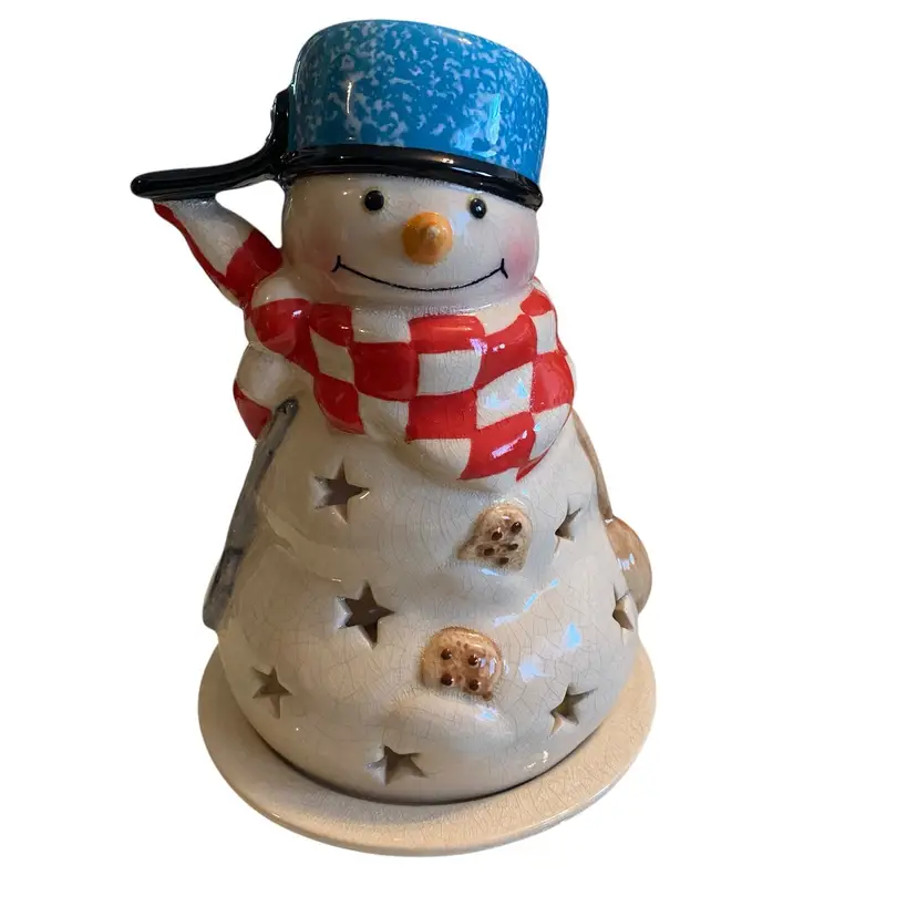 Snowman With Pot On Head Decorative Votive or Tea Light Cover Hallmark