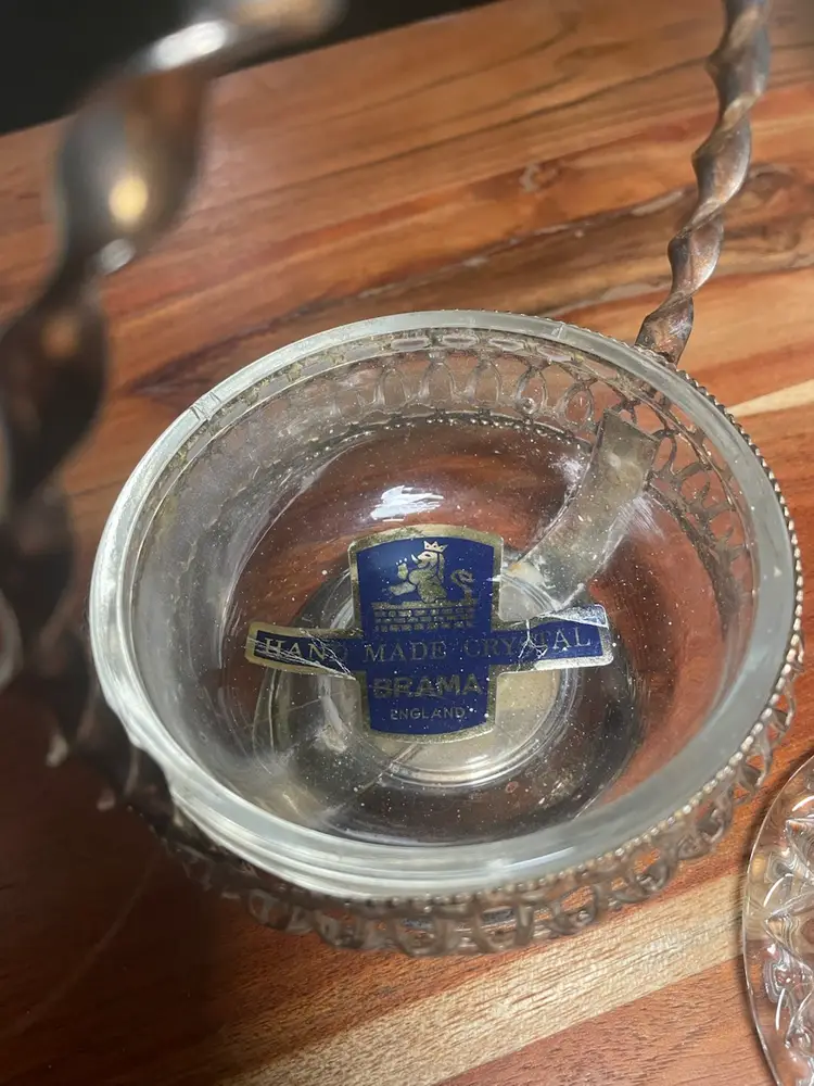 Vintage Crystal Brama Lidded Dish Silver Plated