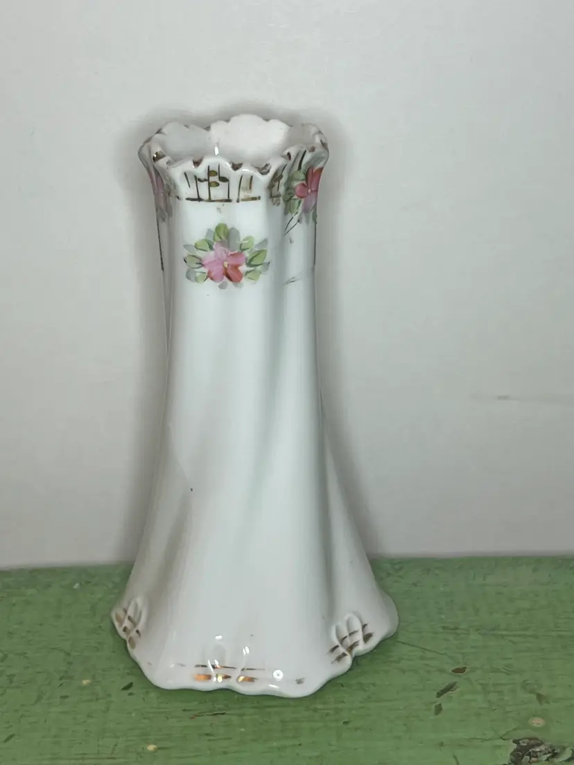 Vintage Nippon Bud Vase | Hat Pin Holder | Hand Painted Soft Pink Roses