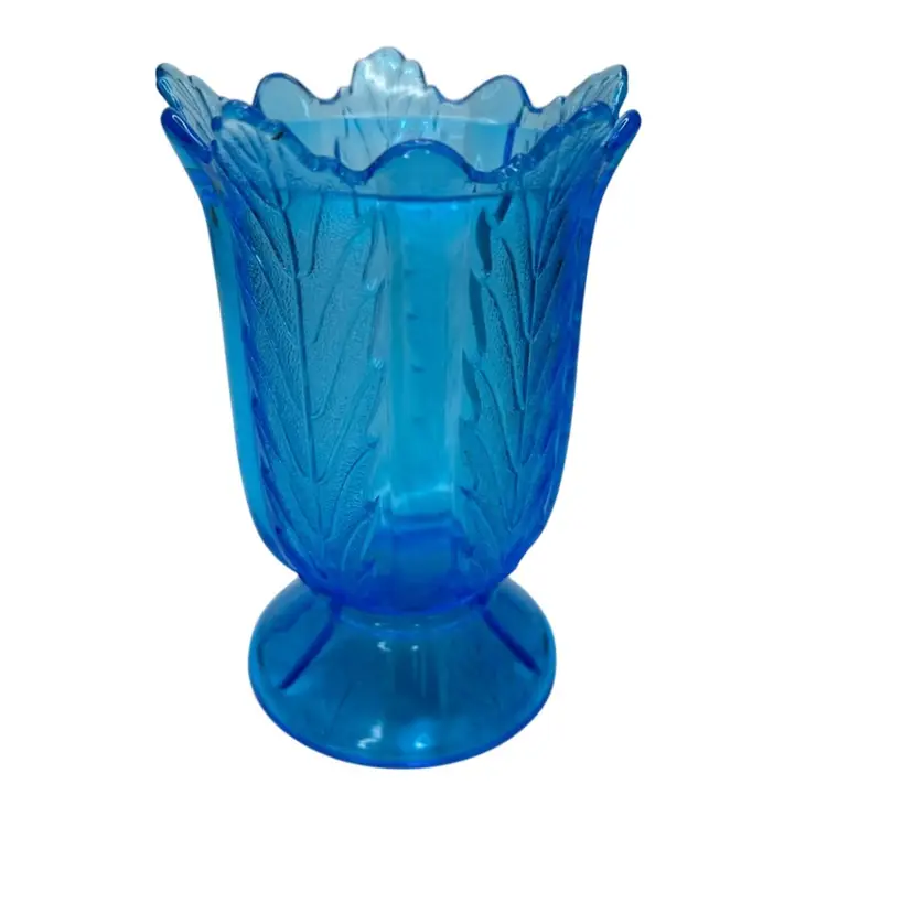 EAPG Spooner Blue Glass @5 1/2” Tall Blue Leaf Pattern