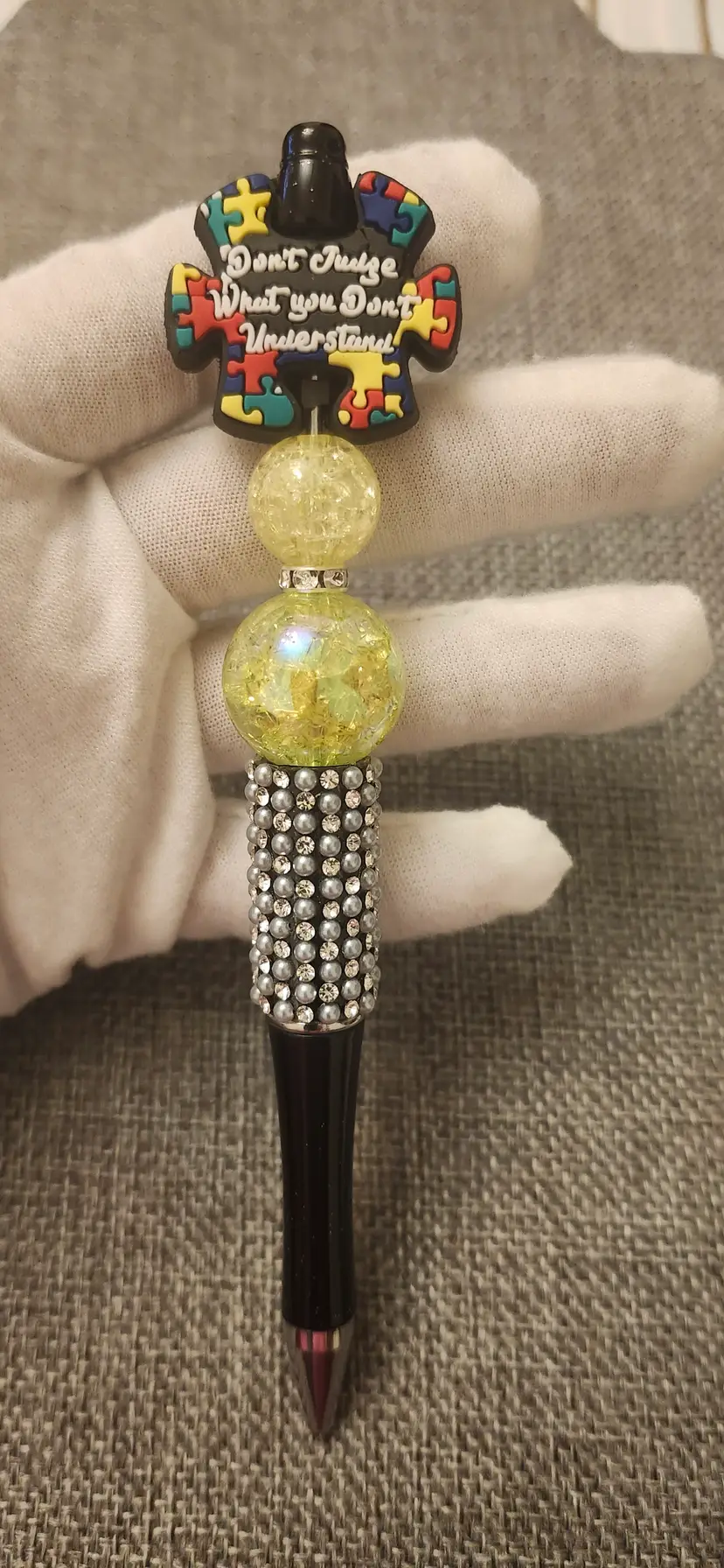 Handmade beaded Autism pen.