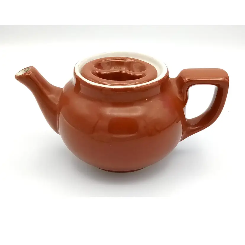Vintage Hall China Brown Loose Leaf Teapot For One Single Serve, Made in U.S.A.