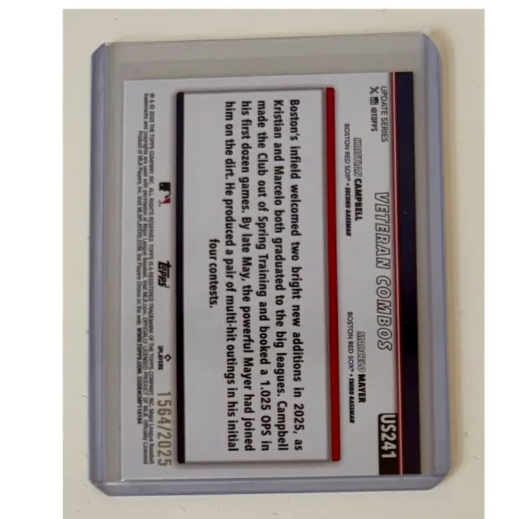 Marcelo Mayer Kristian Campbell Beantown Boys Topps Gold /2025 Boston Red Sox