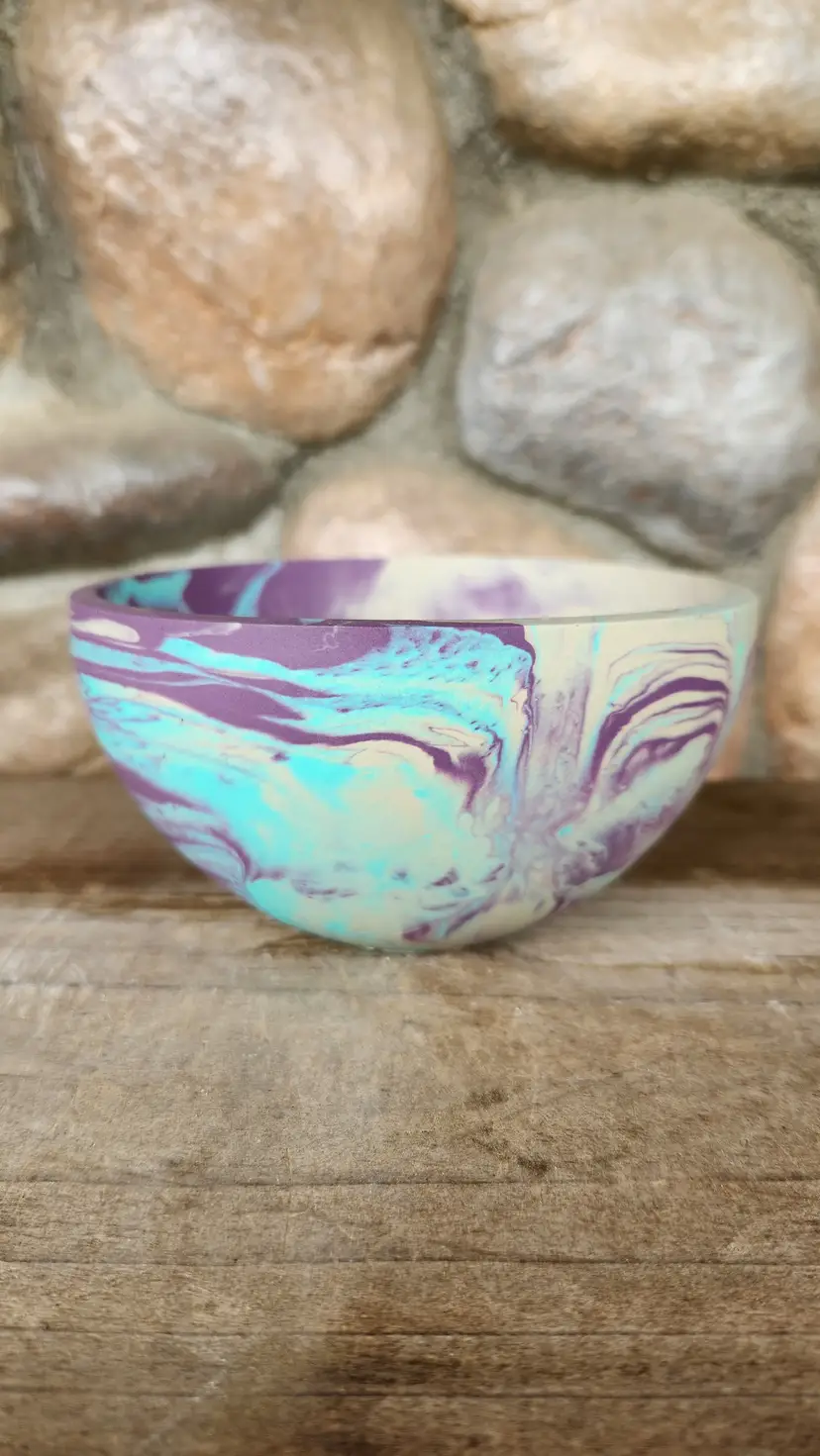 Jesmonite Pot - AQUA/PURPLE/SAND - MD Bowl