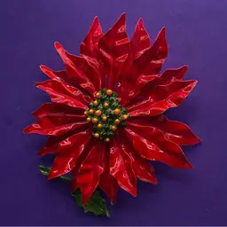 Gorgeous Vintage Red Enamel Poinsettia Flower Brooch ~ In Near Perfect Condition ~ Large ~ Ready For Christmas! 🎄