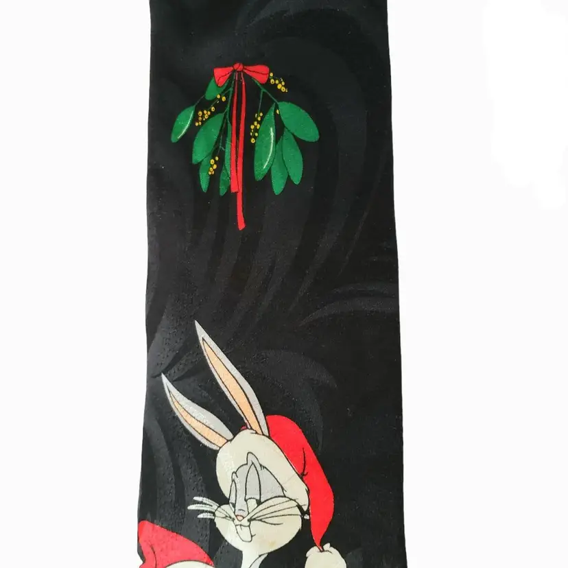 LOONEY TUNES Silk Neck Tie Warner Bros Collection Christmas 1997 Length 59" approximately Vintage