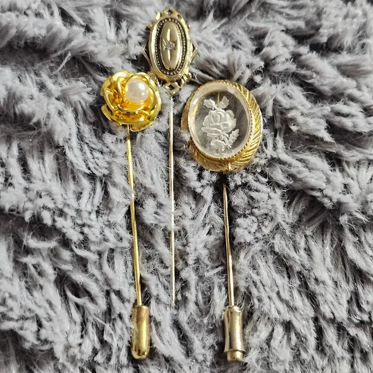 Found 3 More Goldtone Stick Hat Pins 1 Is Avon!!