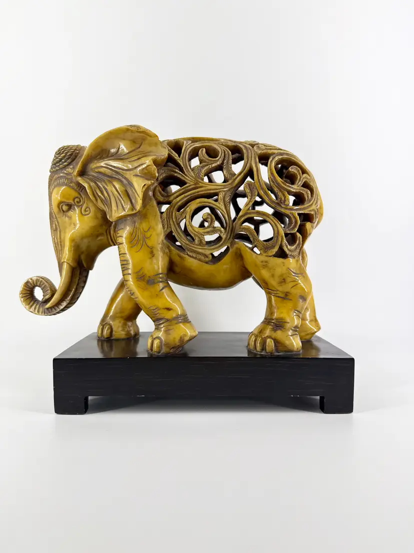 The Kinder Collection Ceylon Elephant Statue On Base By Carolyn Kinder Austin Production Resin Figurine