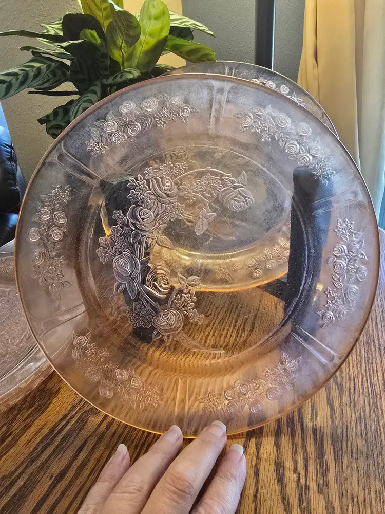 Federal Glass - Sharon/Cabbage Rose Design Pink Depression