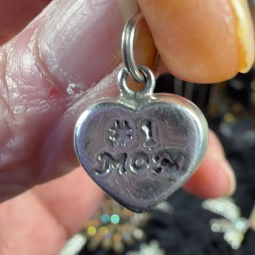 Sterling Silver Heart Charm #1 Mom