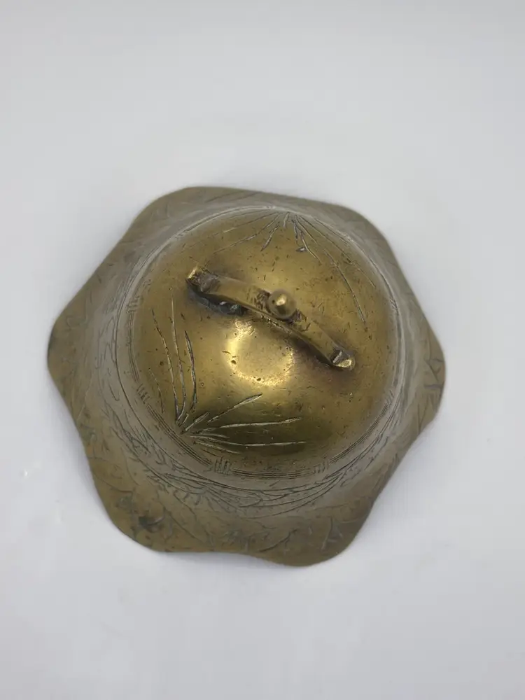 Vintage Chinese Etched Brass Metal Temple Bell 4.5”