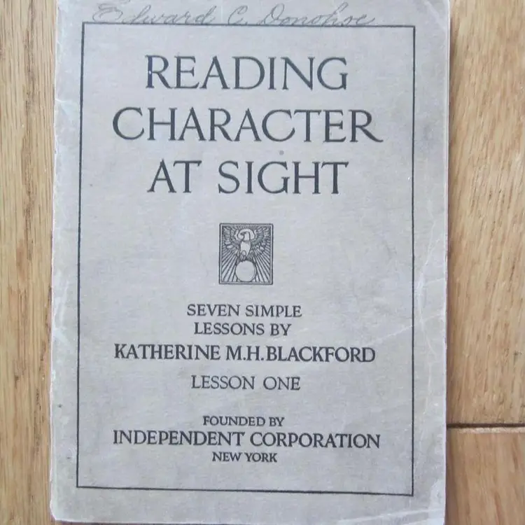 1918 Reading Character At Sight Lesson One Dr Blackford Antique medical book