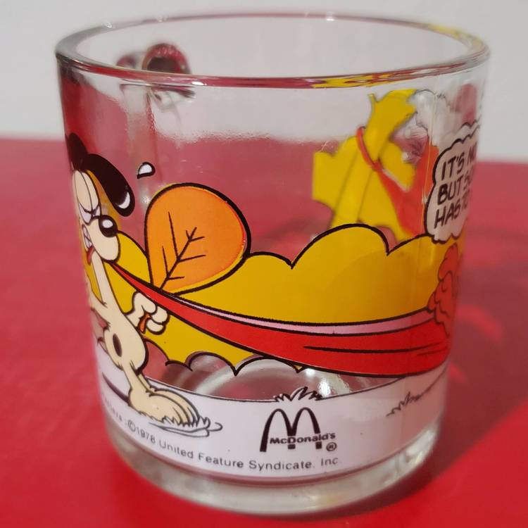 Vintage Garfield Odie McDonalds Mug, 1978 Jim Davis, Glass Coffee Cup Mug