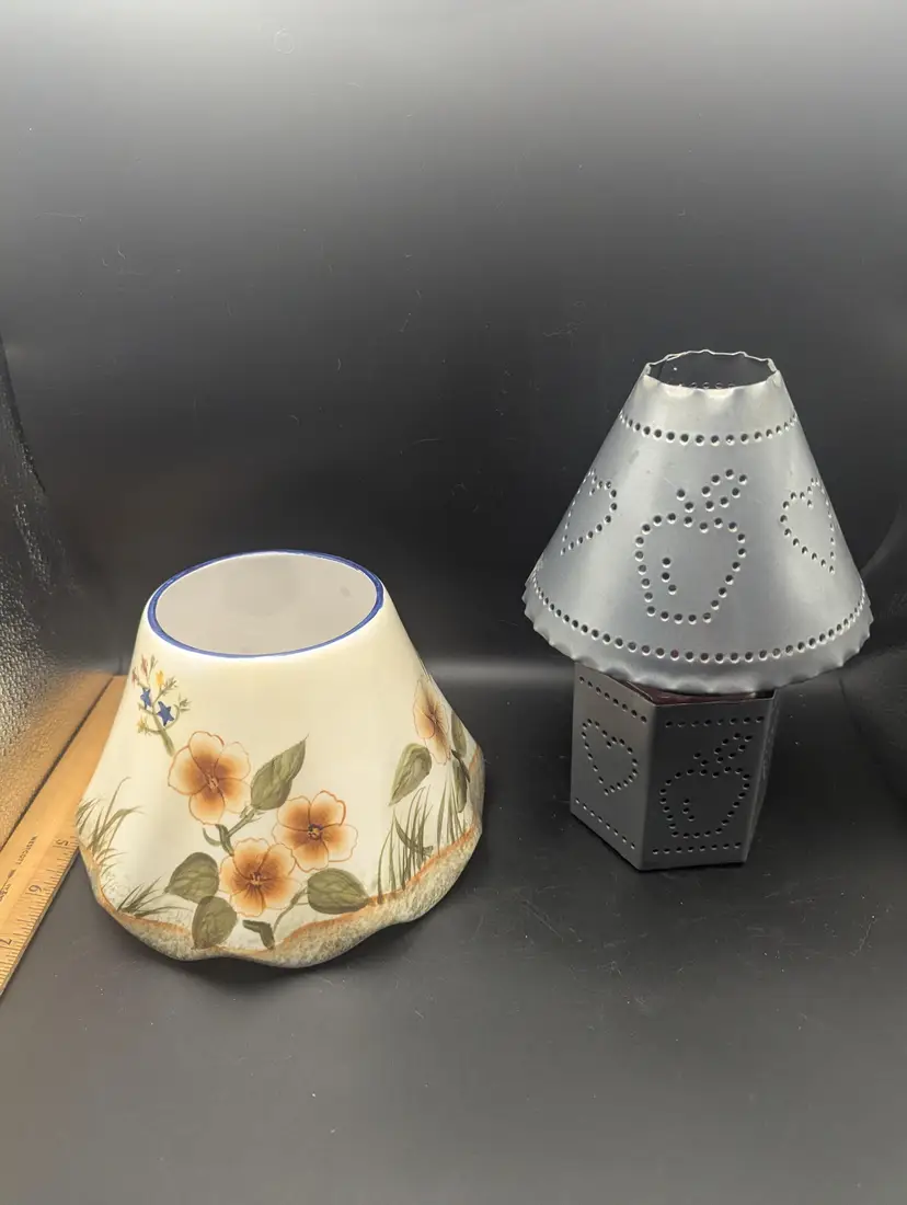 Floral Ceramic and Metal Candle Holders Toppers