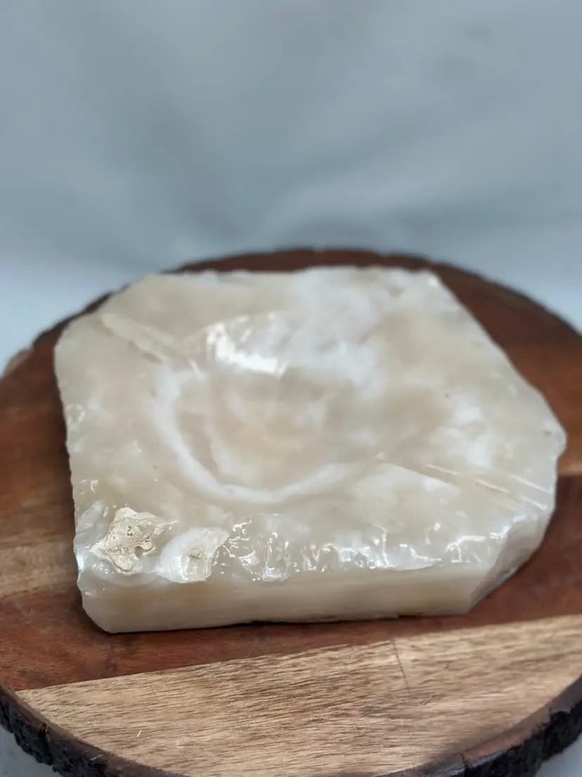 Vintage Heavy Raw Edge Marble Agate Stone Cigarette Cigar Ashtray Paperweight