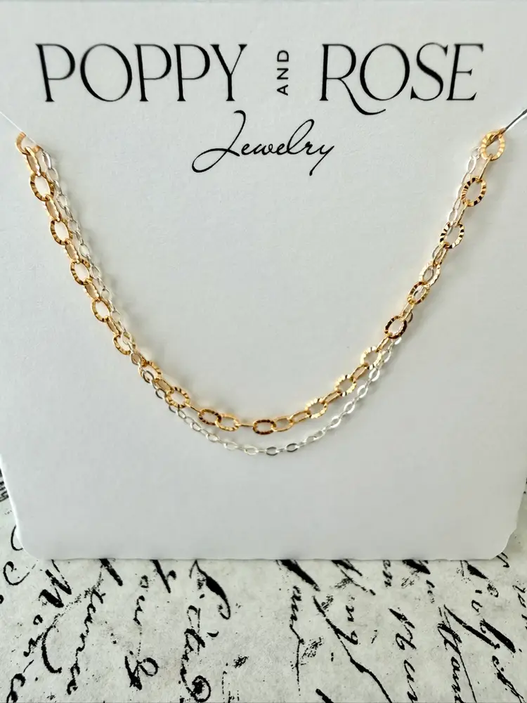 Multi Sparkle Double Chain Goldfill And Sterling Silver Bracelet