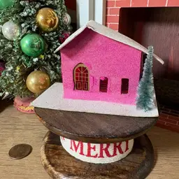 Vintage Christmas Putz Pink House