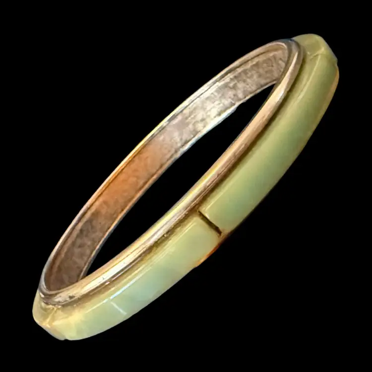 Bakelite On Metal Bangle Bracelet 2.5” Opening