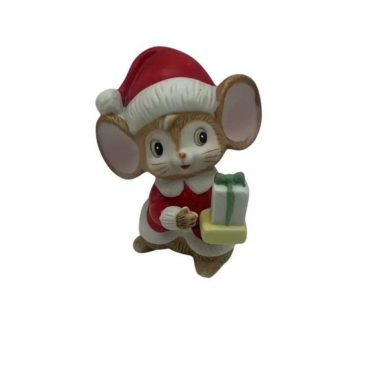 Set Of 3 Vintage Homco Christmas Mice Figurines, 4” Tall