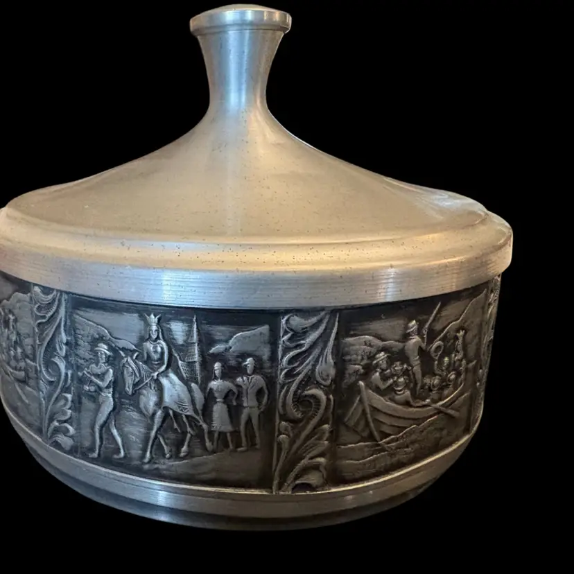 Groenlandica Pewter Trinket Lidded Bowl,made In Norway